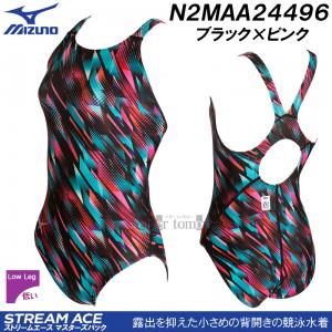 Mサイズ 競泳水着 レディース MIZUNO ミズノ N2MAA24496 ブラック×ピンク FINA承認 ストリームエース マスターズバック/2023SS